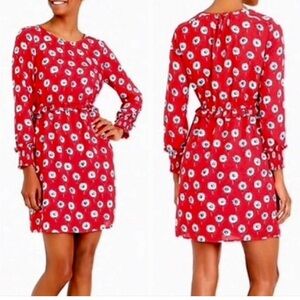 J.Crew dandelion print red long sleeve dress size 2